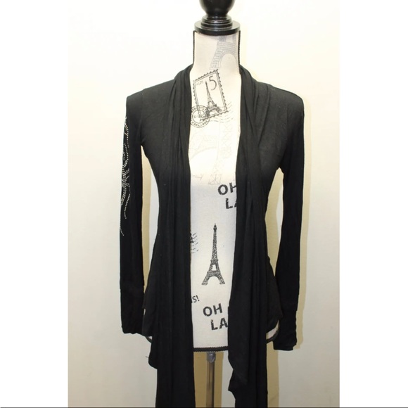 S12 Black 3D Metal Crystallize Women Over Piece Wings Blouse Black USA Med Wrap - Picture 1 of 12